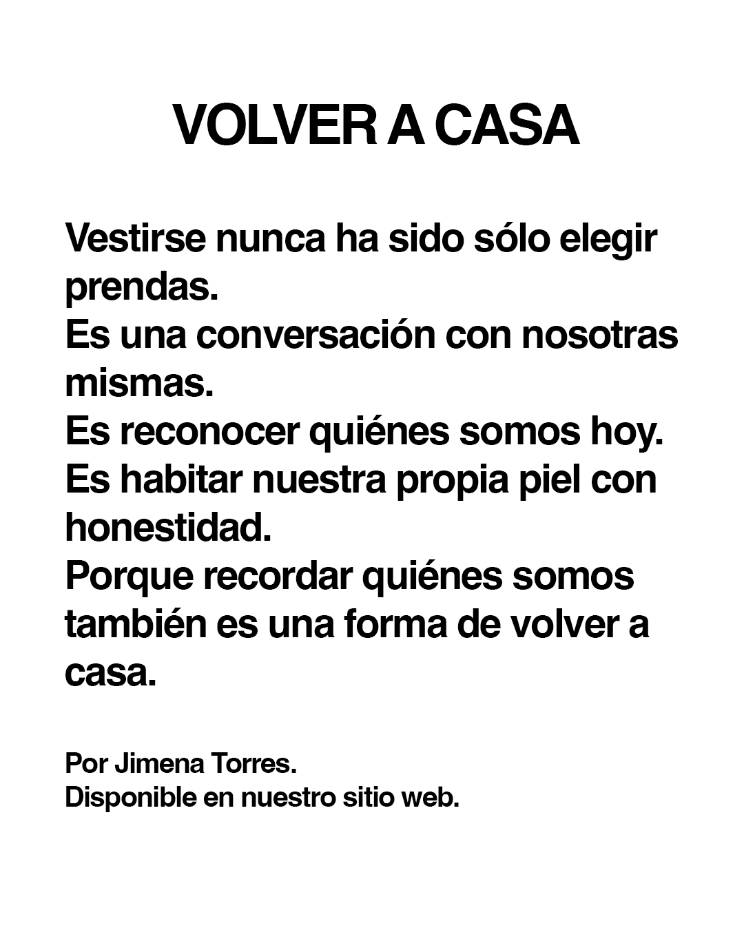 Ensayo vestirse para volver a casa por jimena torres.