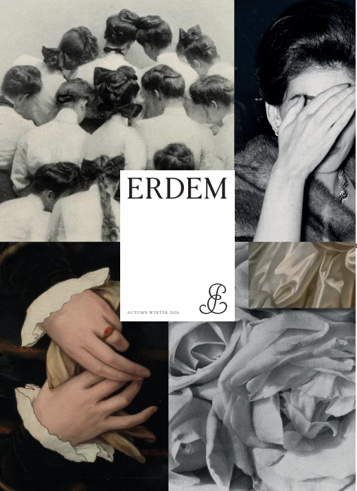 Erdem Moralioglu junto a imágenes utilizadas como referencias e inspiración